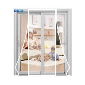 72''x80'' White Upgraded PET Mesh Magnetic Screen Door