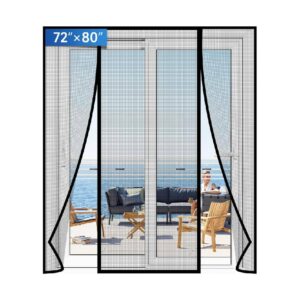 72''x80'' Black Upgraded PET Mesh Magnetic Screen Door